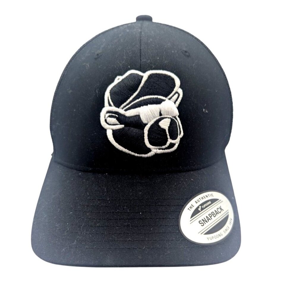 Mobbed Up Snapback Hat With Embroidered Bear Logo & Mesh Back Adjustable Fit Bla